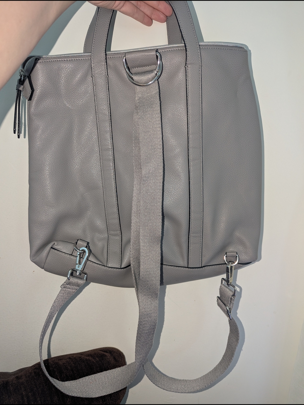 Victoria's Secret Gray Pebbled Leather Tote Backpack - Picture 2 of 4